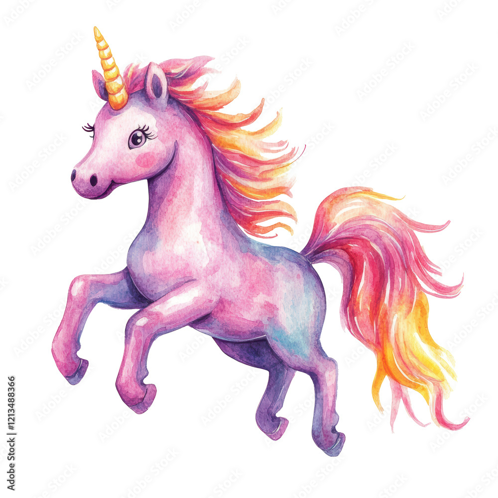 A unicorn with a rainbow mane and tail is flying through the sky. The stars in the background add a sense of magic and wonder to the scene A unicorn with a rainbow mane and tail is flying through the sky. The stars in the background add a sense of magic and wonder to the scene