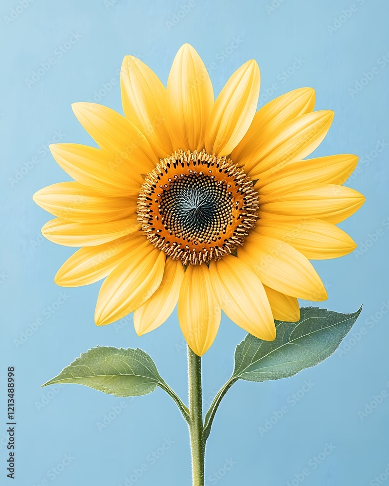 Naklejka premium Vibrant Yellow Sunflower in Full Bloom against a Serene Blue Background
