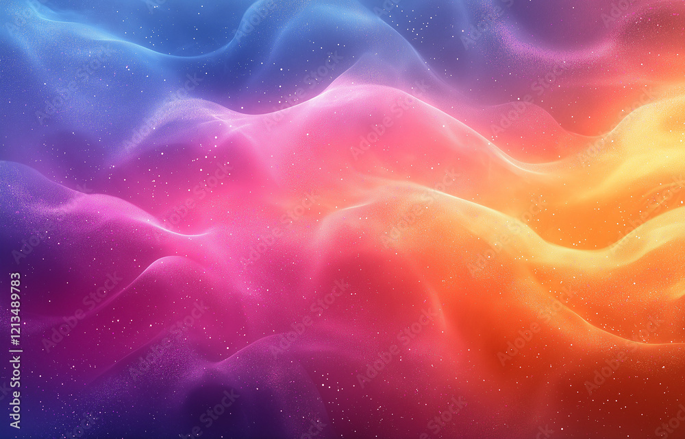 Fototapeta premium A vibrant, multicolored gradient background with a textured canvas effect, focused on a face.