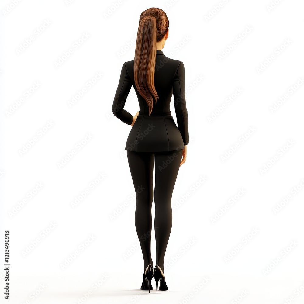 Woman in Black Business Suit Standing From Behind Woman in Black Business Suit Standing From Behind