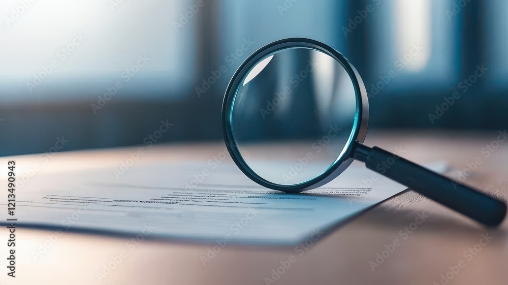 Fototapeta premium loan property qualification concept. Magnifying glass on a document.