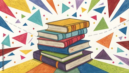 Colorful Book Stack Illustr...