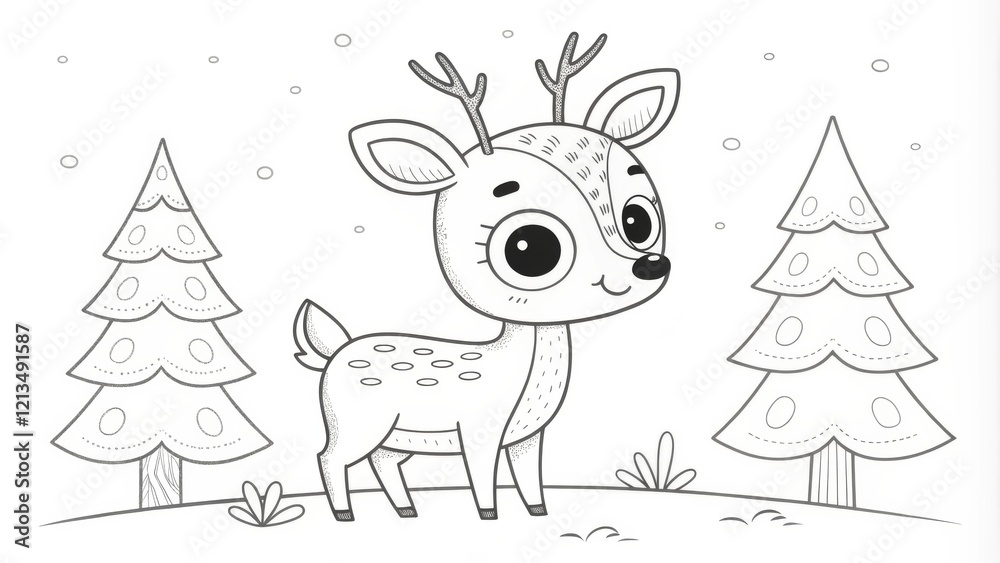 Cute Reindeer Coloring Page Line Art, Winter Scene, Animal Illustration, Christmas Design coloring page, reindeer Cute Reindeer Coloring Page Line Art, Winter Scene, Animal Illustration, Christmas Design coloring page, reindeer