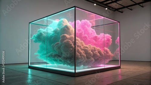 Cubic Cloud Neon-Lit Glass ...