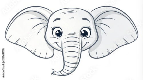 Cute Cartoon Elephant Head ...