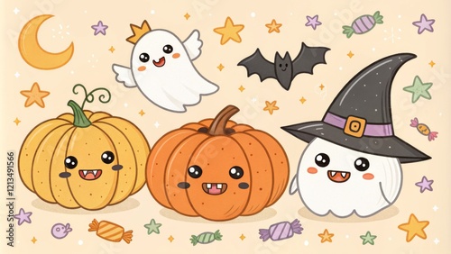Cute Halloween Illustration...