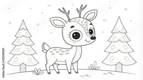 Cute Reindeer Coloring Page...