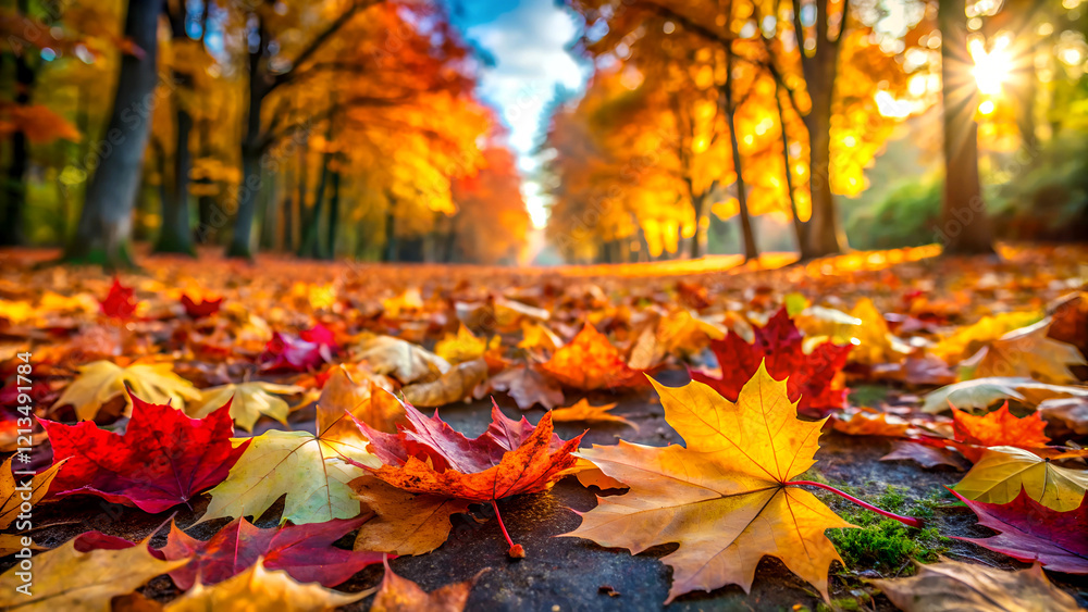 Autumn leaves on the ground in the park. Beautiful nature background Autumn leaves on the ground in the park. Beautiful nature background