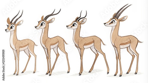Four Springbok Antelope Cha...