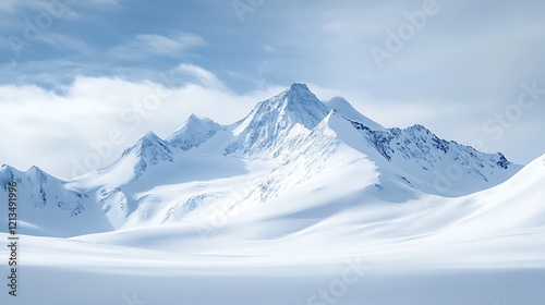 Majestic snow-covered mountains isolated on a pure white background