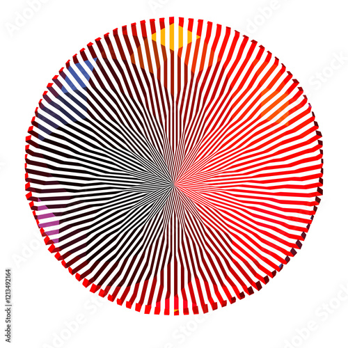 Delicate bowl shaped with thin curvy lines  radiating from the center.  Reds and black with touches of  other colors, on a transparent background. photo