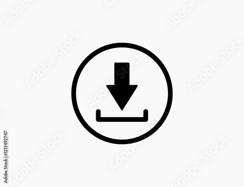 Download icon, flat vector silhouette isolated on white background