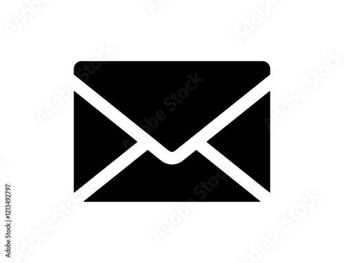 Email icon, flat vector silhouette isolated on white background