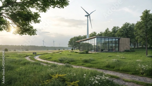 Modern Glass House and Wind...