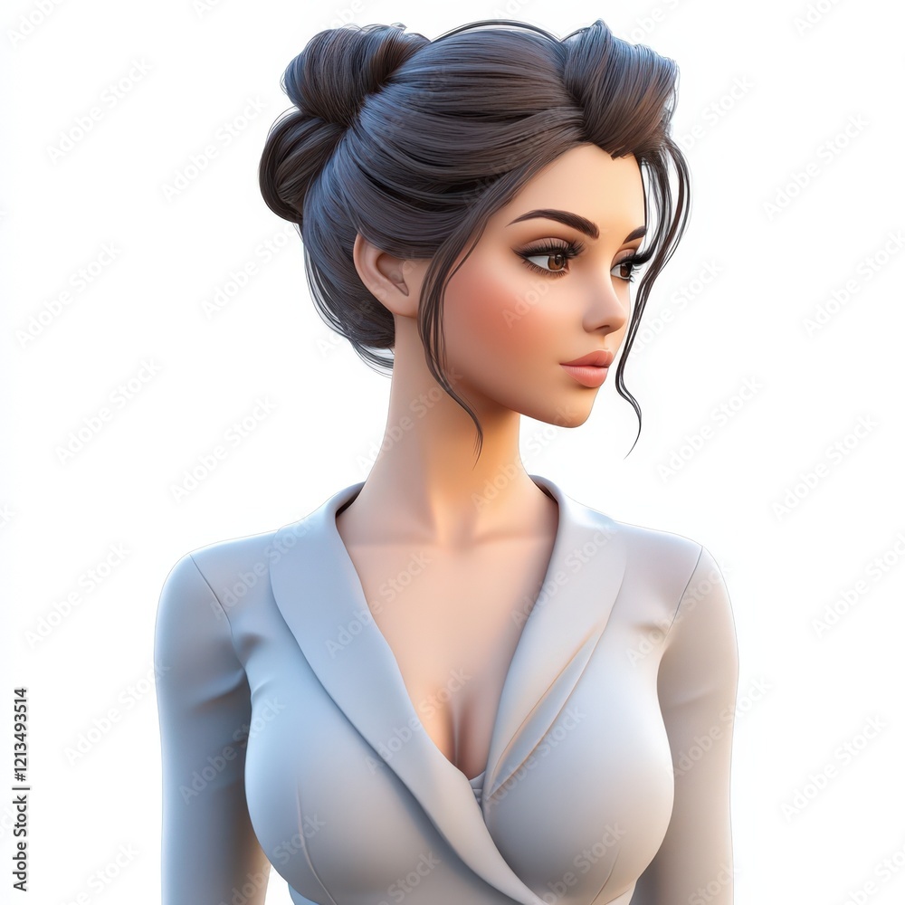 Elegant Woman with Dark Hair and Stylish Outfit Elegant Woman with Dark Hair and Stylish Outfit