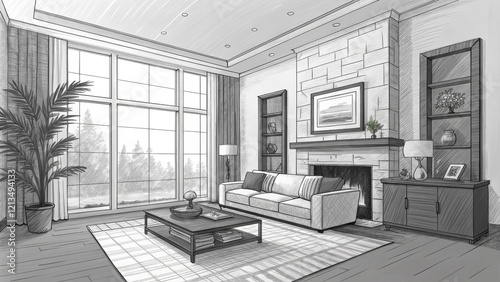 Sketch Living Room Design M...