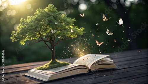 Tree Growing from Open Book...