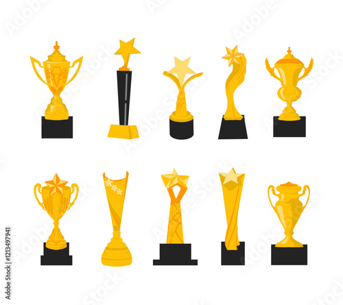 Golden celebrity trophy award design collectiion
