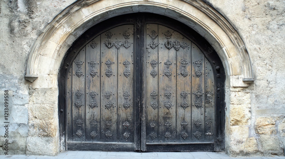 Fototapeta premium Ancient Wooden Doorway: A Glimpse into History
