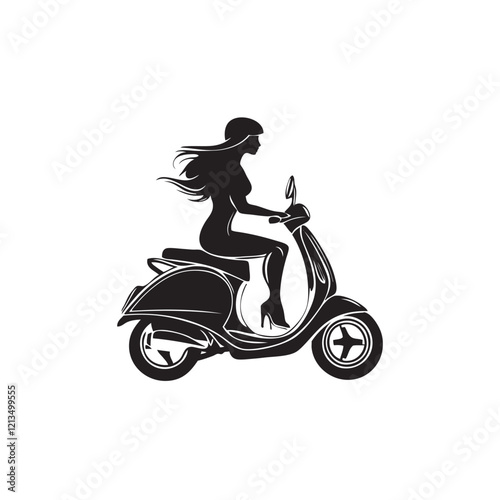 silhouette of a  girl riding scooter