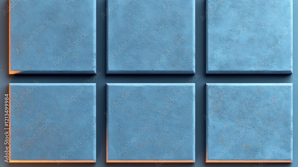 Fototapeta premium Cool Blue Square Tiles Seamless Texture Pattern. AI Generated