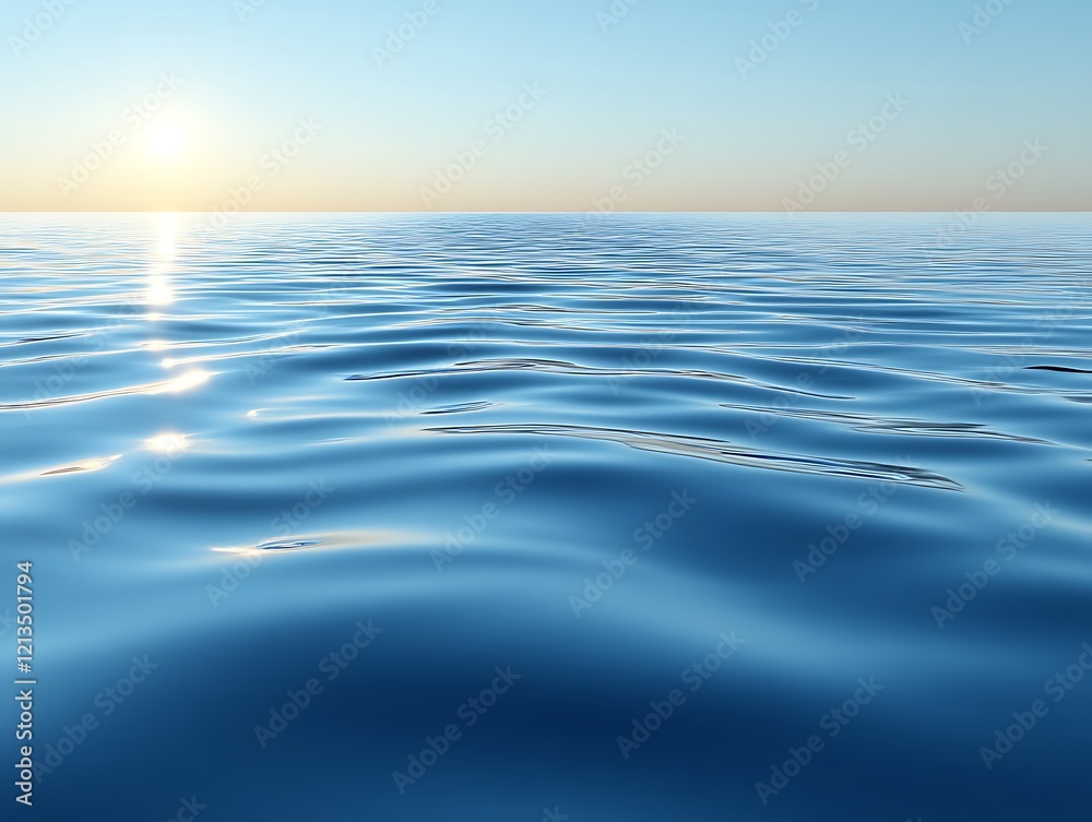 Obraz premium Calm ocean surface at sunset.