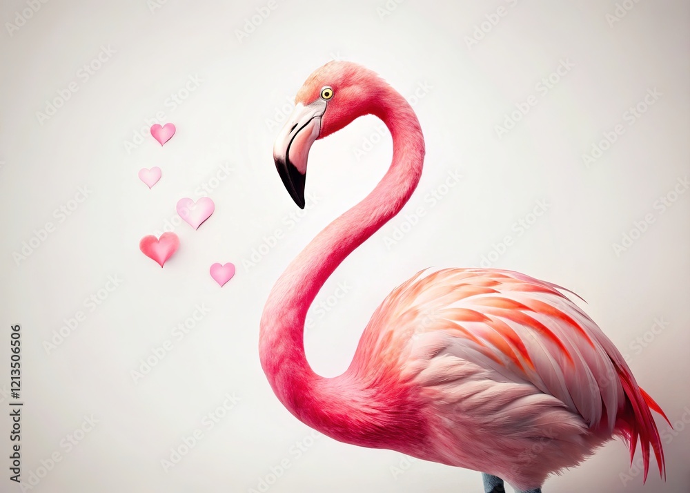Fototapeta premium Sweet couple, flamingo-inspired, simple style.