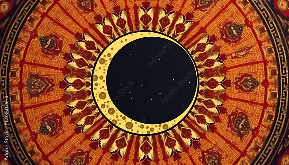 Fototapeta premium Celestial Mandala Artistic Crescent Moon Design