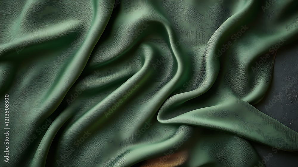 Fototapeta premium Draped Emerald Green Fabric Showing Texture and Softness