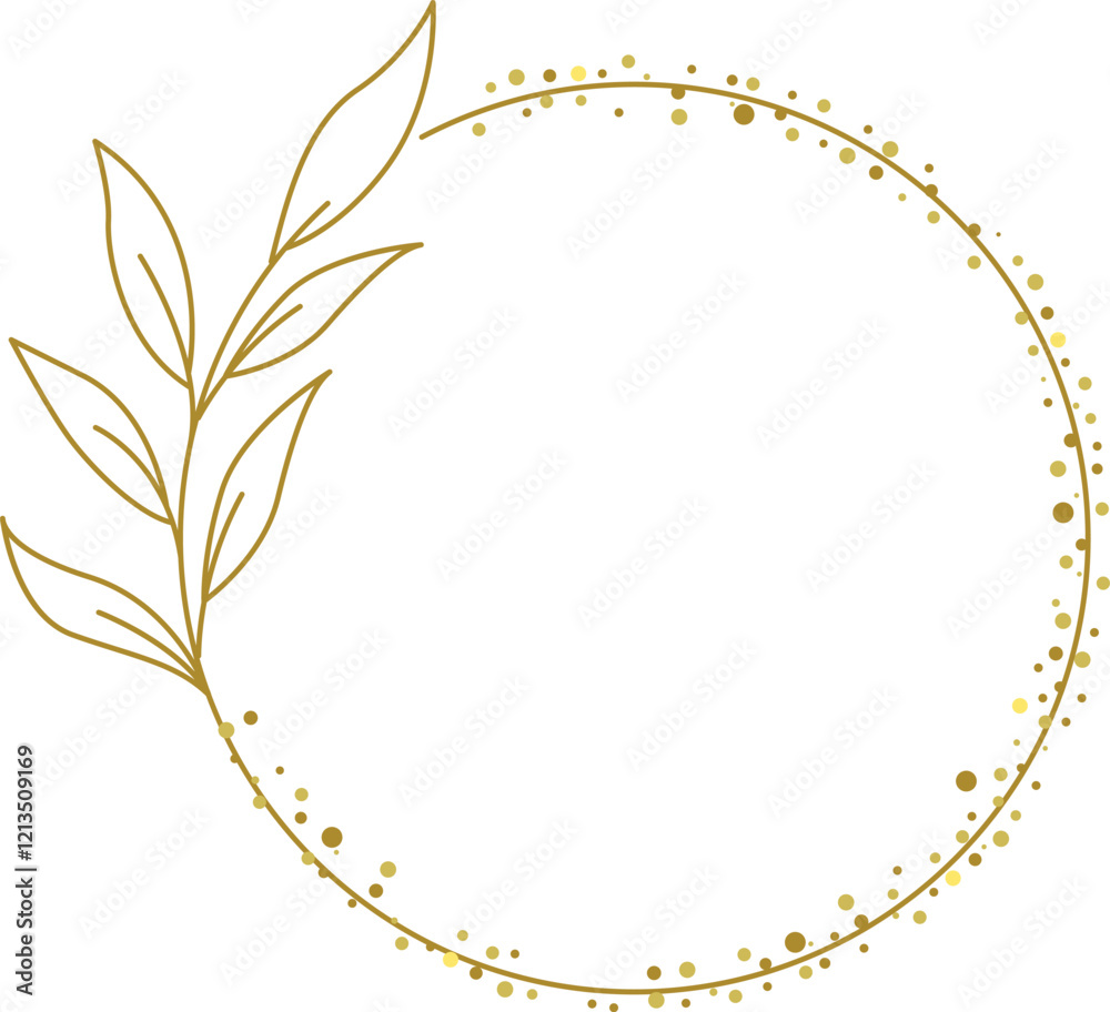Rounded Golden Leaves Aecthetic Frame Vector Illustration Rounded Golden Leaves Aecthetic Frame Vector Illustration