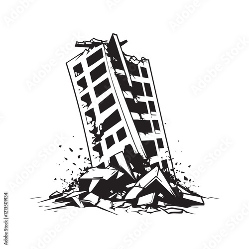 Earthquake-Damaged Buildings: Scenes of Destruction and Ruin