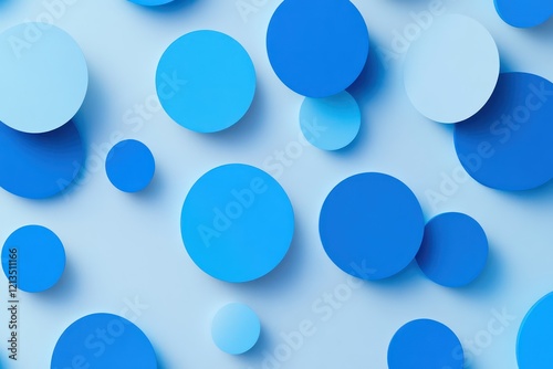 A visually appealing composition of floating blue circular elements in a modern and clean vector style.