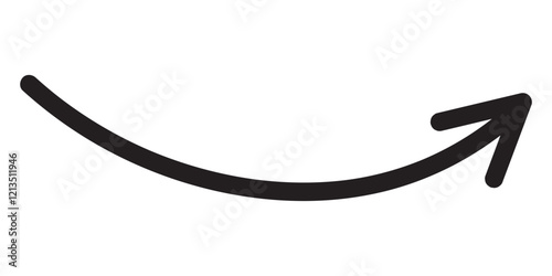Round curl long arrow. Thin arrow curled symbol icon. Arrow swish sign.	