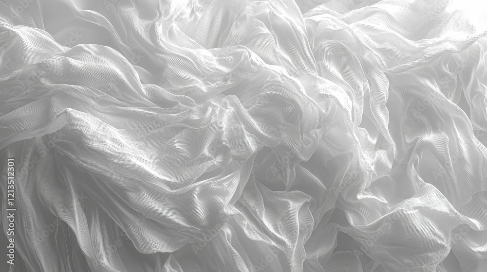 Fototapeta premium Structure of flowing white elements creating an abstract, wavy background with soft curves and modern appeal, perfect for artistic and professional uses.