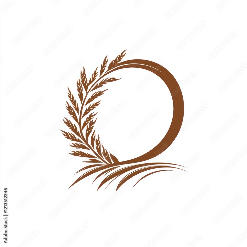 Obraz premium Wheat wreath circle frame design, agricultural logo template, for label or packaging