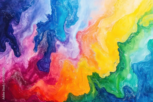 A vivid and lively composition of rainbow colors flowing and blending organically into one another.