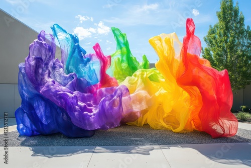 A vivid and lively composition of rainbow colors flowing and blending organically into one another.