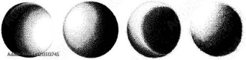 Crescent Moon Circle - black stipple pen plotter half tone glitch art