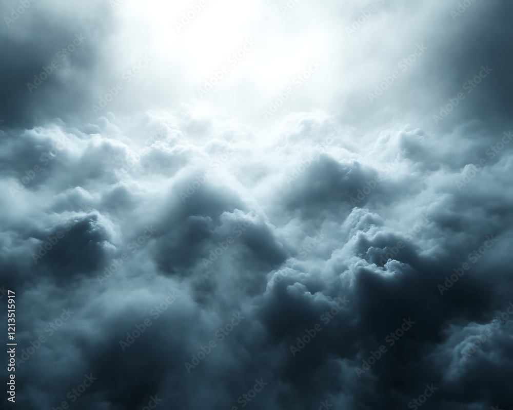 Obraz premium Bright light above dark, dense clouds.