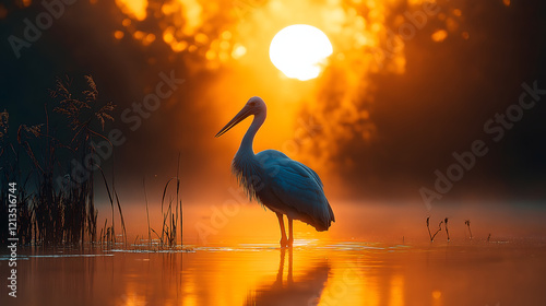 Stork at Sunset