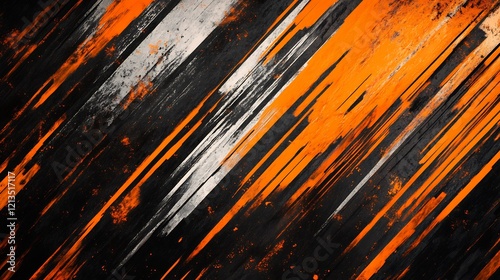 Dynamic orange black stripes textured background. AI Generated