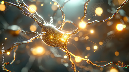 glowing artistic representation of neural networks, showcasing interconnected nodes and synapses in futuristic, AI inspired design photo