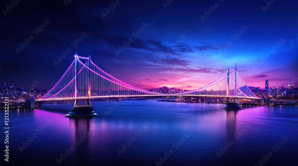 Obraz premium Illuminated Bridge at Night