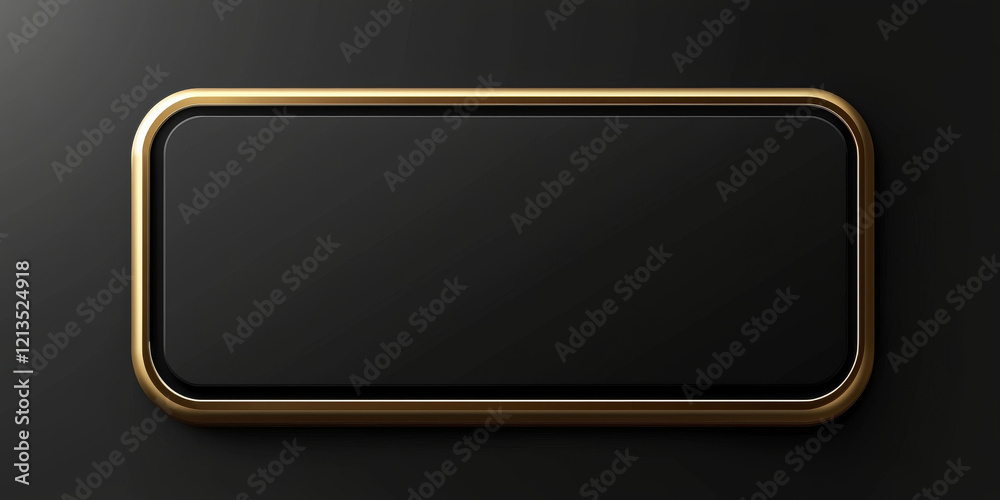 Elegant 3D Name Plate Design with Gold Frame on Black Background Elegant 3D Name Plate Design with Gold Frame on Black Background