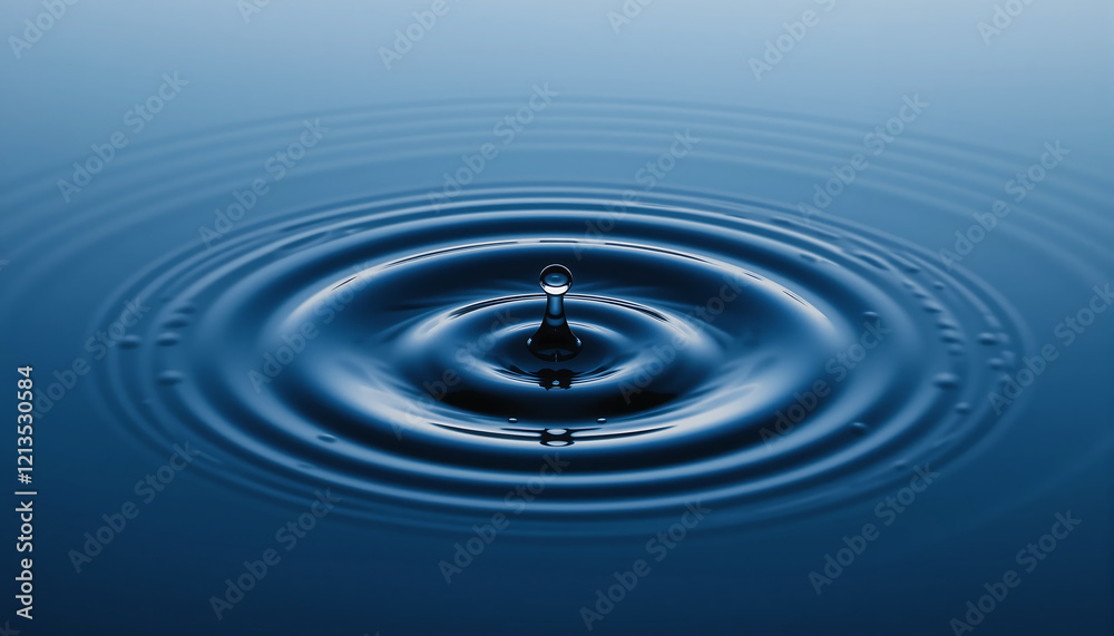 Water droplet creates ripples in calm surface during twilight Water droplet creates ripples in calm surface during twilight