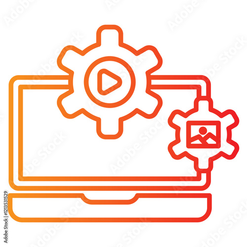 content management vector single icon with a line gradient style