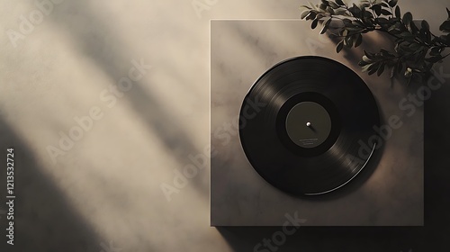 Elegant vinyl record mockup with a modern surface and minimalist backdrop