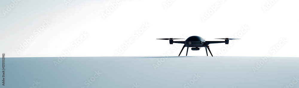 Drone on a Light Blue Surface Against a White Background Drone on a Light Blue Surface Against a White Background
