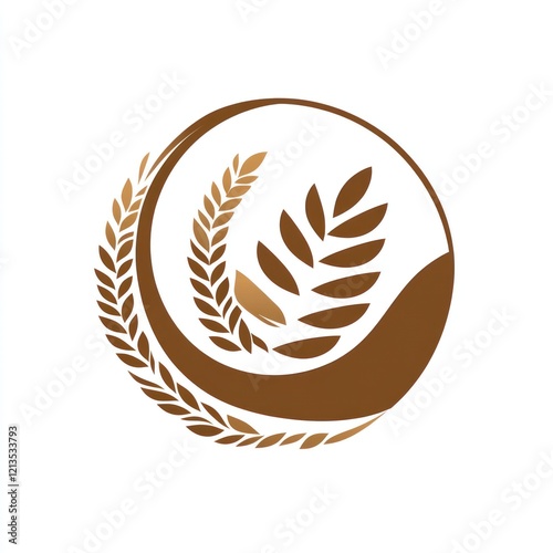 Cereal graphic logo, circle wheat design, agricultural symbol, for use in branding photo