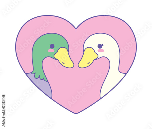 cute duck animals in love
